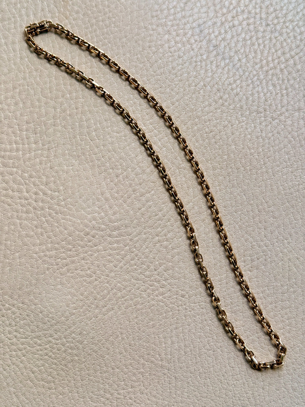 Vintage Danish Chunky Biker Link Chain Necklace in 14k Gold 3.5 mm width - 17 inch length