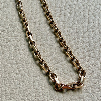 Vintage Danish Chunky Biker Link Chain Necklace in 14k Gold 3.5 mm width - 17 inch length