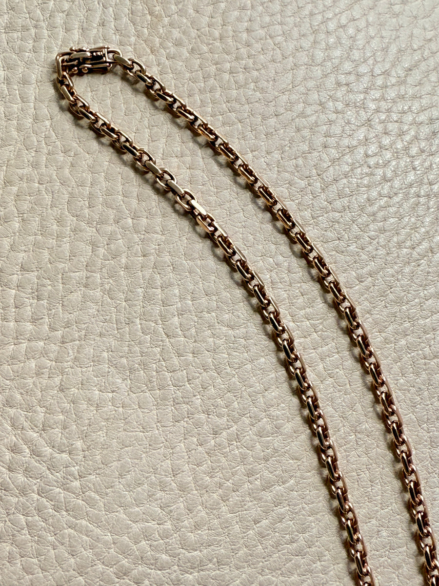 Vintage Danish Chunky Biker Link Chain Necklace in 14k Gold 3.5 mm width - 17 inch length