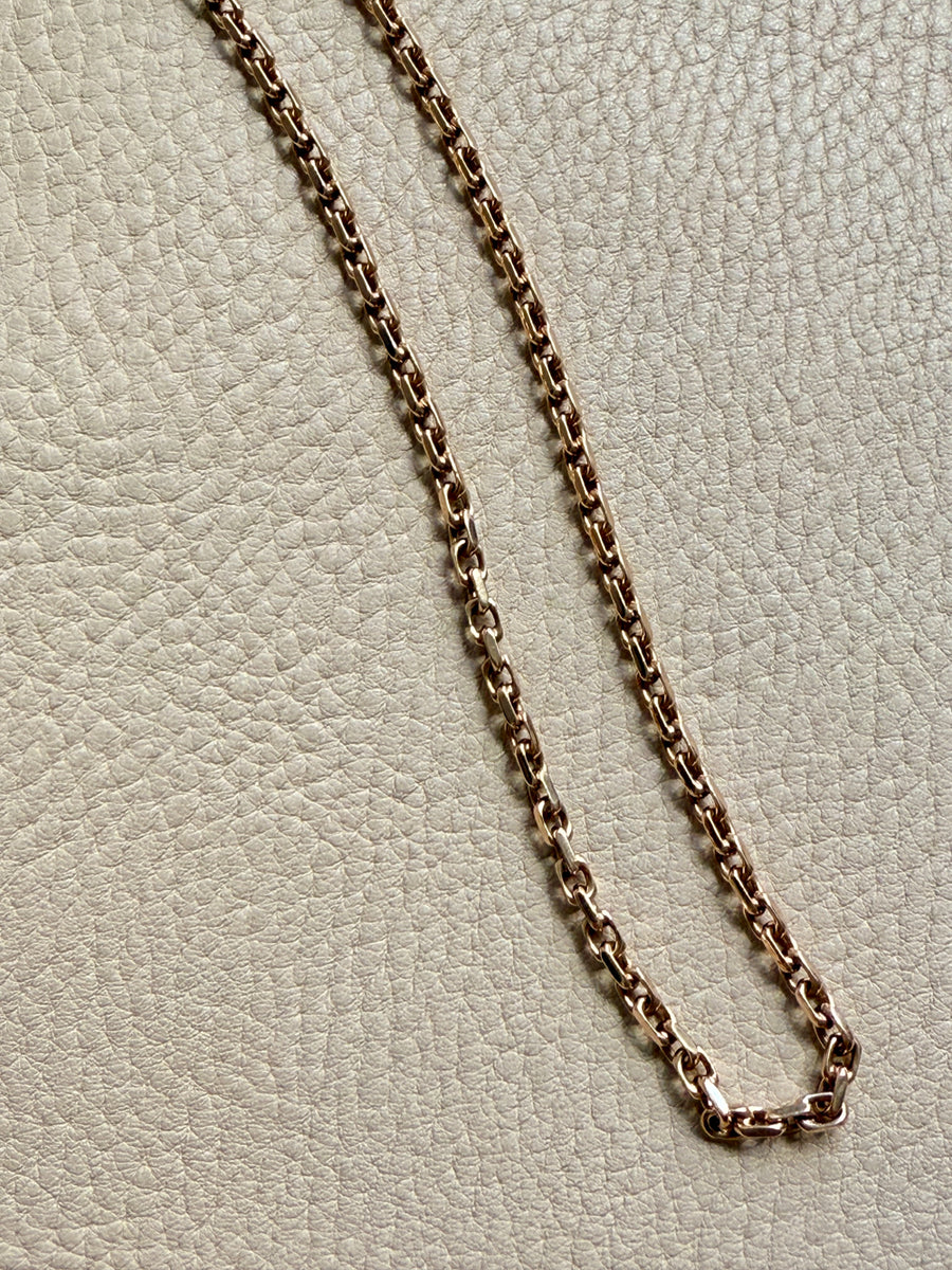 Vintage Danish Chunky Biker Link Chain Necklace in 14k Gold 3.5 mm width - 17 inch length