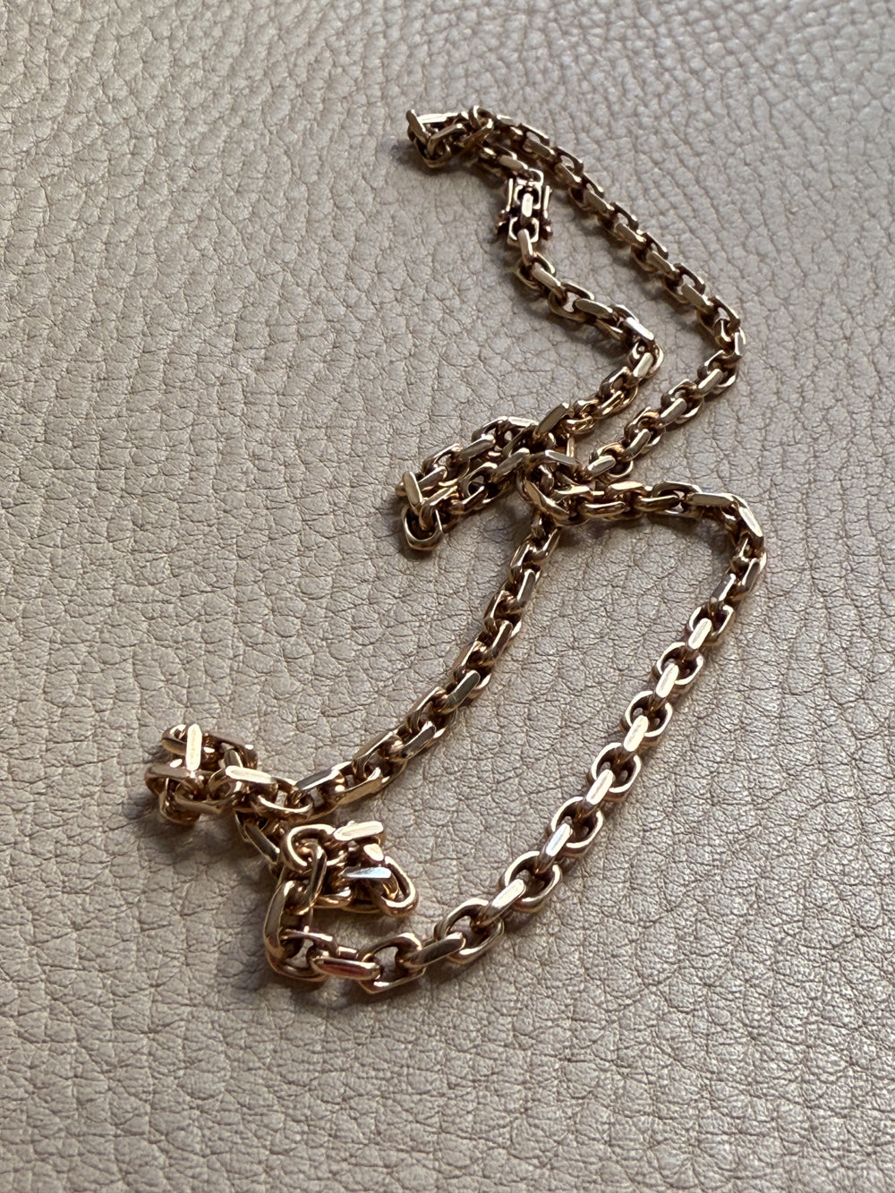 Vintage Danish Chunky Biker Link Chain Necklace in 14k Gold 3.5 mm width - 17 inch length