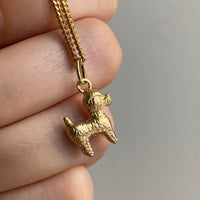 18k gold curly haired dog - poodle, doodle -  pendant or charm