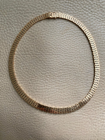 Luxurious and HEAVY solid gold brick link necklace - Danish 1960s  vintage - 17 inch length