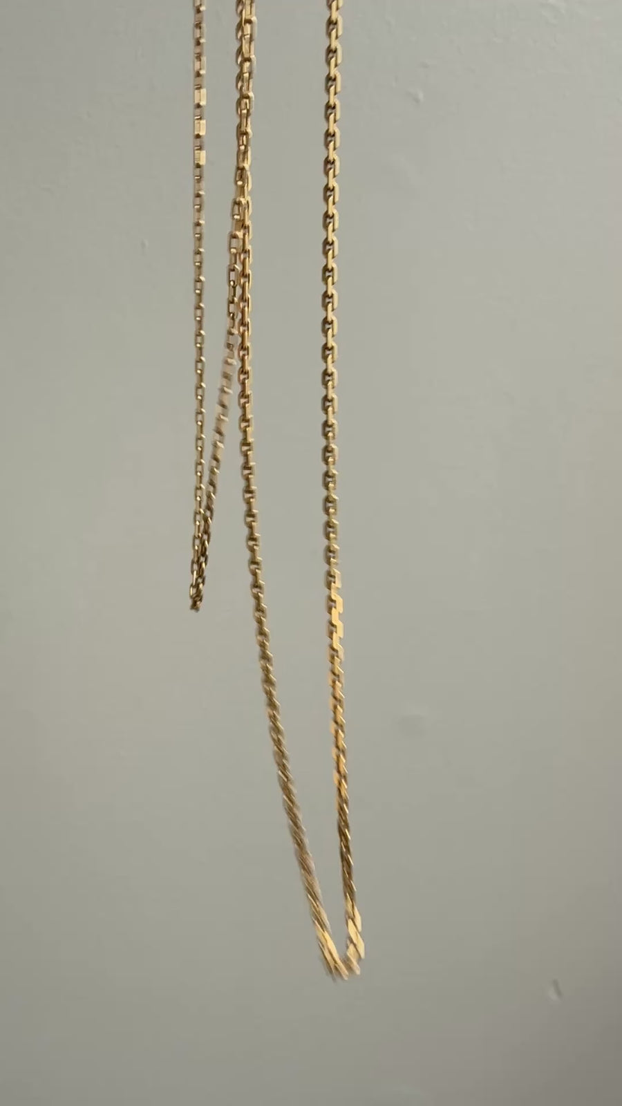 14k Gold Danish Vintage Skinny Biker Link Chain Necklace, Signed  - 17 inch length