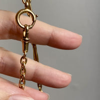 Spanish 19th Century Antique Watch Chain Double Fetter, Hayseed Link Necklace in 18k gold - 16 inch length