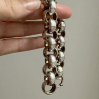 Chubby Antique Silver Rolo Link Bracelet - Circa 1900 - 6.5 inch interior circumference