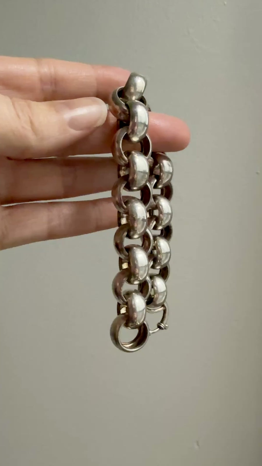 Chubby Antique Silver Rolo Link Bracelet - Circa 1900 - 6.5 inch interior circumference