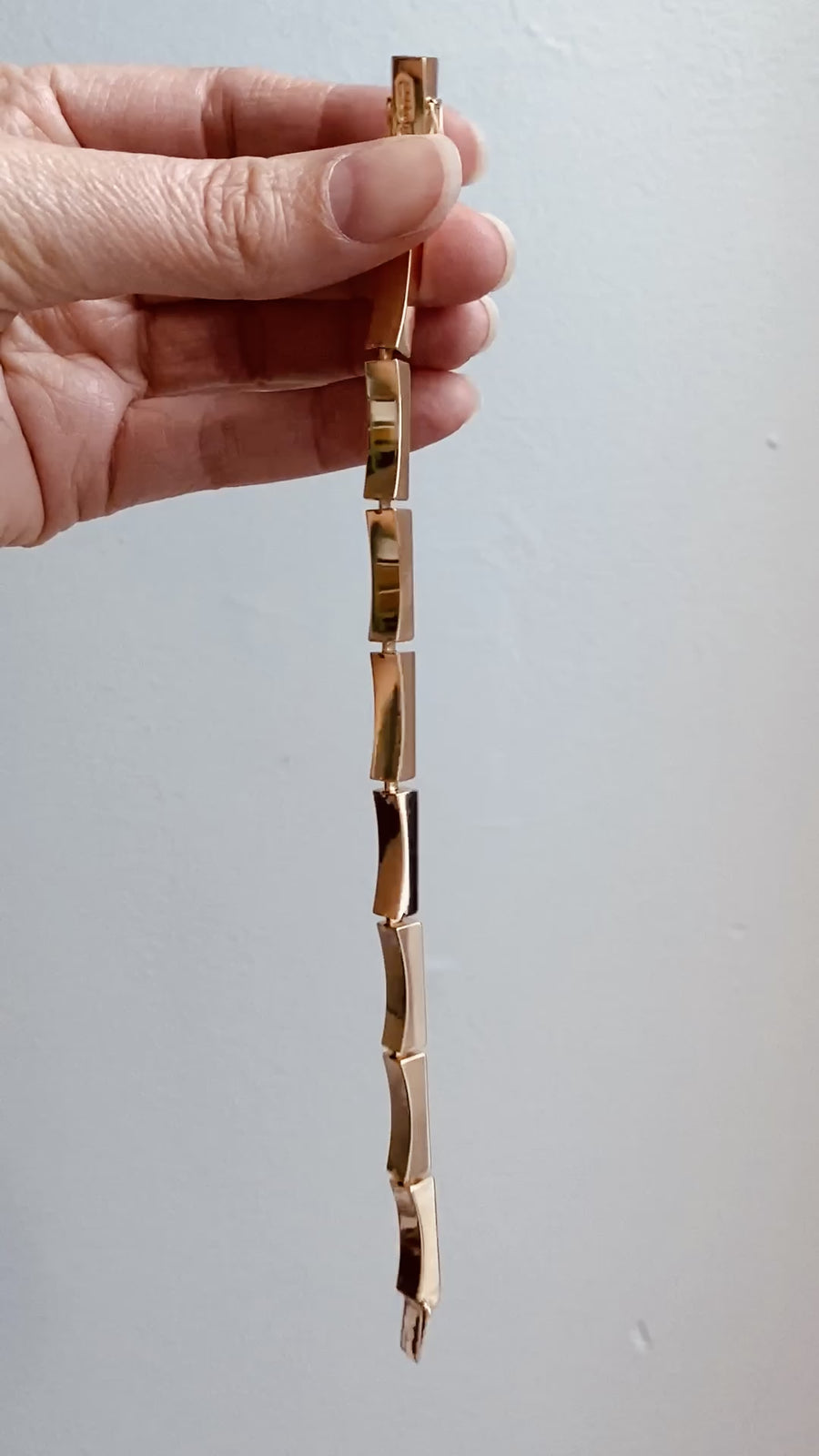 MAGNIFICENT!! 1970 - 9 sided Geometric Link Bracelet in 18k Yellow Gold by Forsman & Gardfors - 7.5 inch length