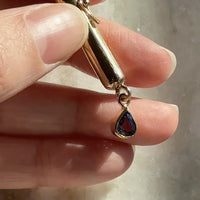 18k Gold Vintage Vessel Pendant with Blue Sapphire Droplet - Poison, Snuff, Secret Message compartment