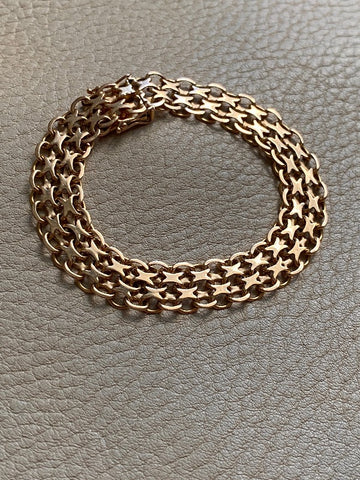 Gorgeous 1968 star-link 18k solid gold bracelet - Hägersten, Sweden - 7.5 inch length